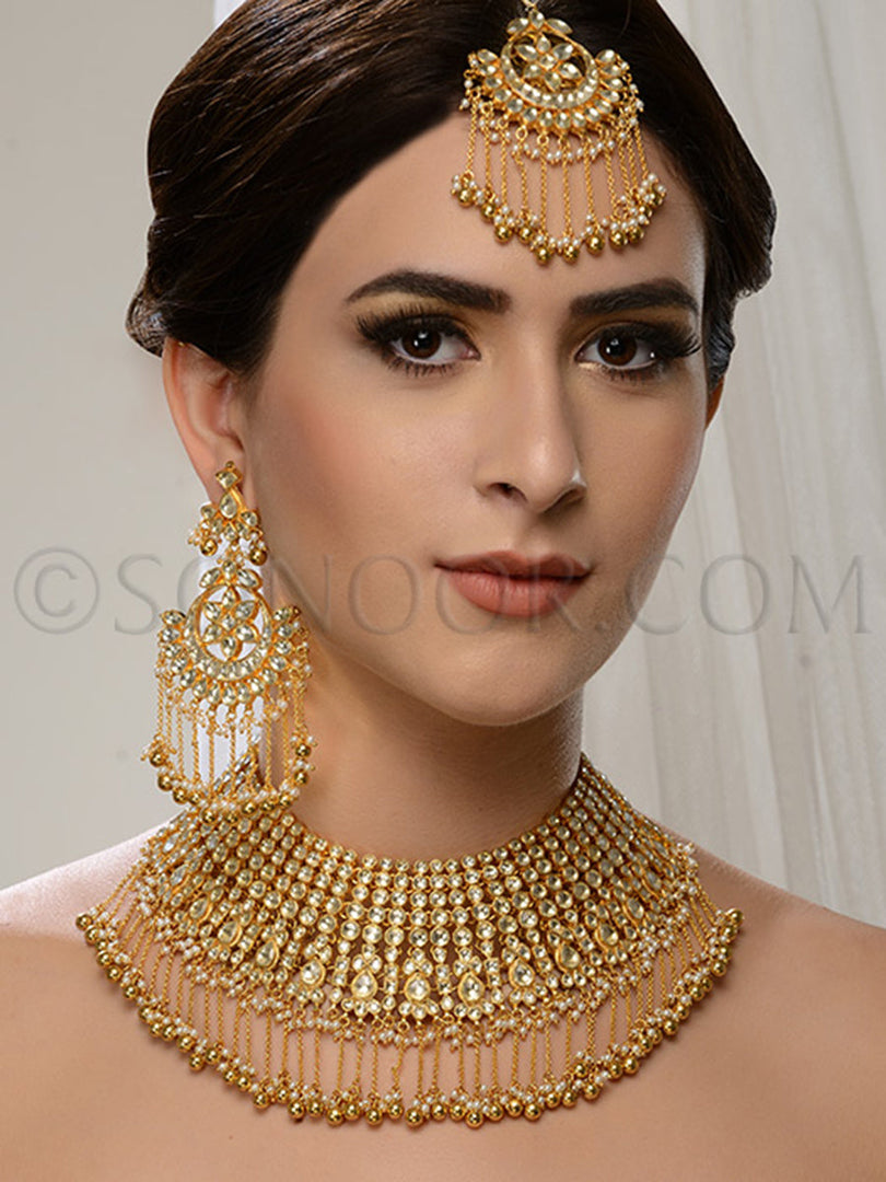 Shashi Gold Plated Kundan Stone Bridal Set