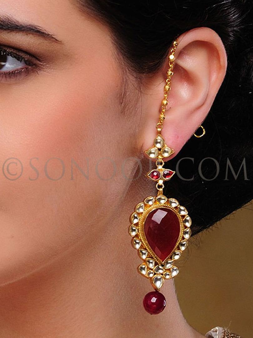 Kundan Red Stone Earrings