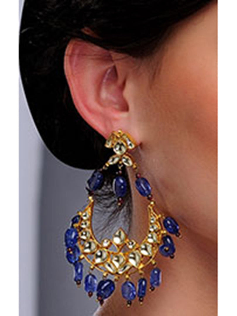 Kundan Blue Stone Earrings