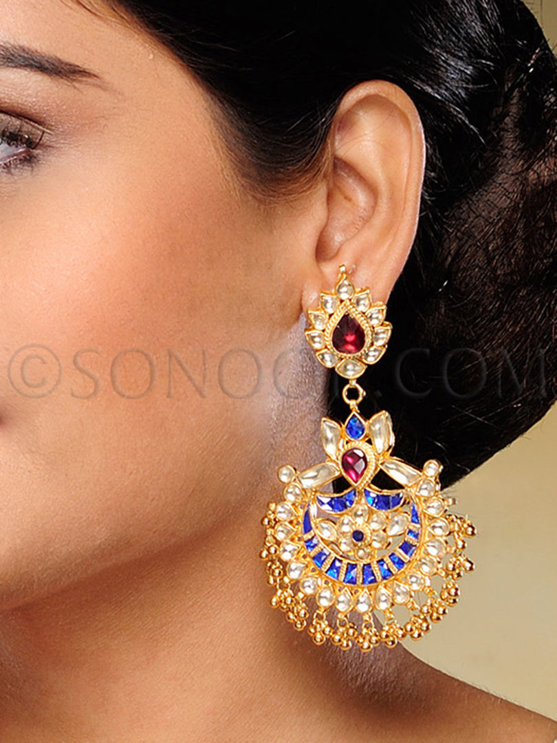Kundan Rhodonite & Iolite Chand Bali