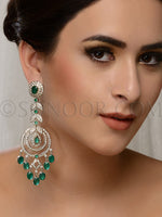 Load image into Gallery viewer, Victorian Cubic Zirconia Green Stone Earrings

