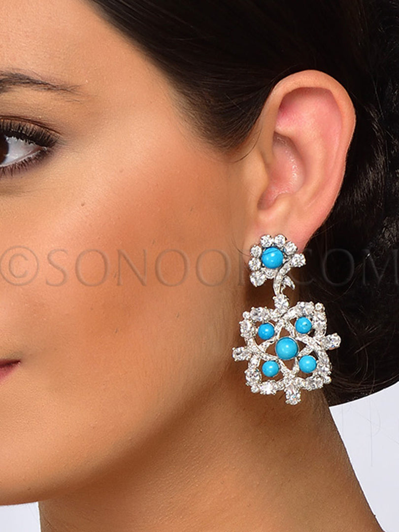 Victorian Cubic Zirconia Turquoise Earrings