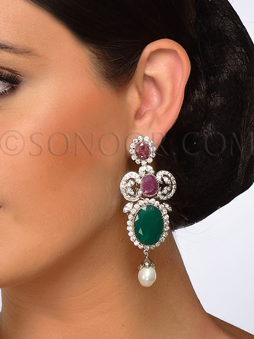 Marisa Victorian Red & Green Earrings
