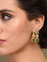 Load image into Gallery viewer, Cubic Zirconia Pearl Green Jade Earrings
