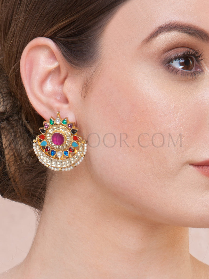 Kundan Navratan Stone Earrings