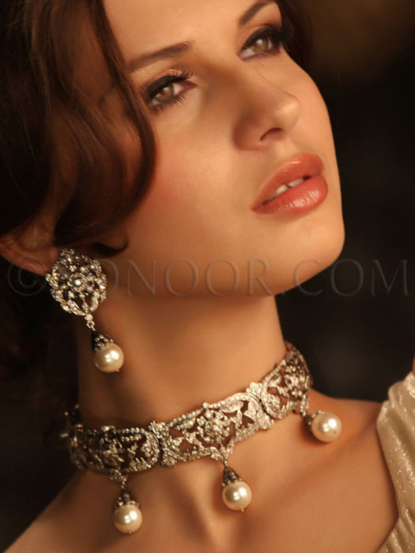 Deepti Victorian Pearl Choker Necklace Set