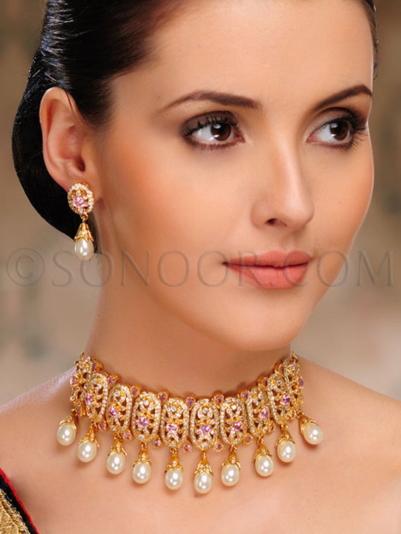 joules by radhika Pearl Drop Choker Jewellery Set | Green, Brass, Kundan  Polki | Choker necklace online, Chokers, Vintage pearls
