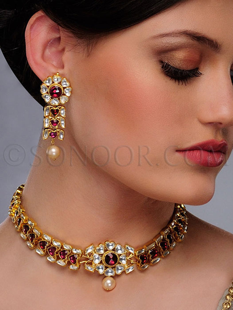 Preet Handcrafted Pink Kundan Necklace Set