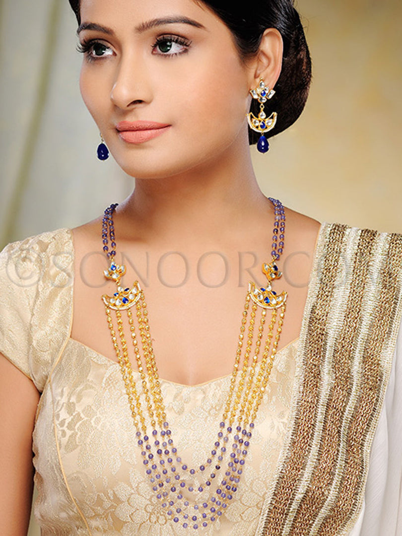 Nivna Gold Plated Long Kundan Necklace Set