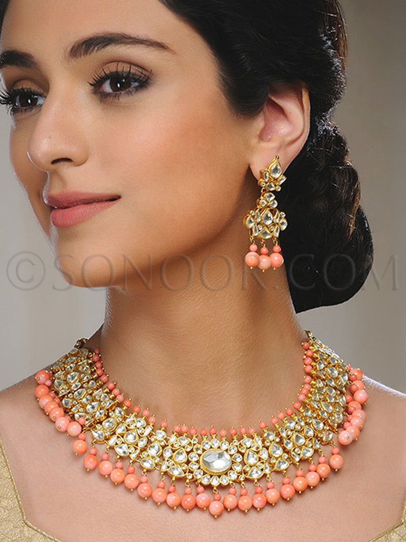 Palkin Coral & Kundan Necklace Set