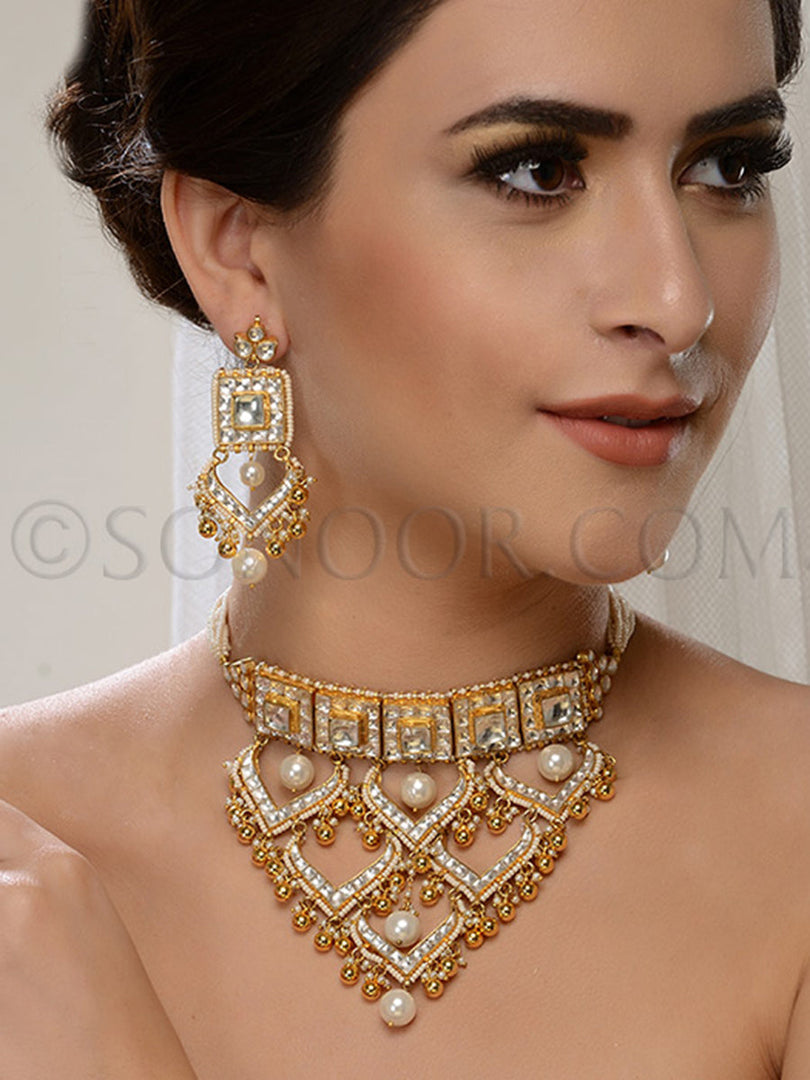 Sahira Gold Plated Kundan Choker Set
