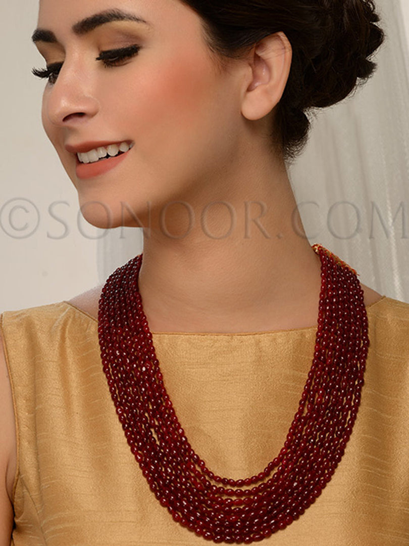 Pari Red Beads Strings Necklace