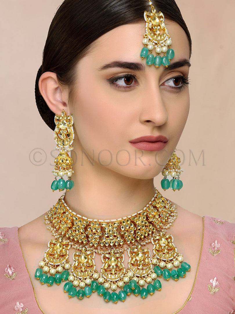Aniya Gold Plated Kundan Necklace Set
