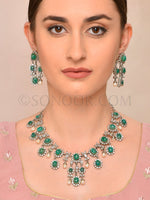 Load image into Gallery viewer, Hasita Antique Green Emerald Necklace Set
