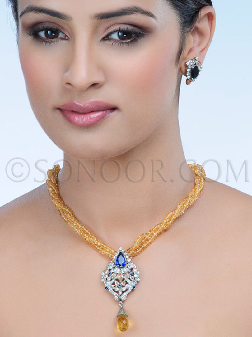 Jyotsika Victorian Citrine Pendant Set