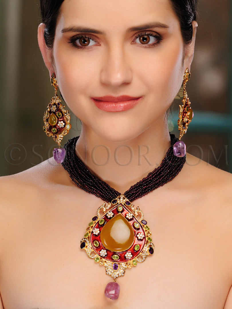 Lukta Meena Kari Antique Big Pendant Set