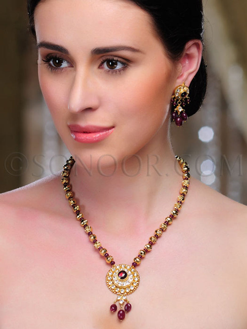 Ira Rhodonite Ruby Pendant Set