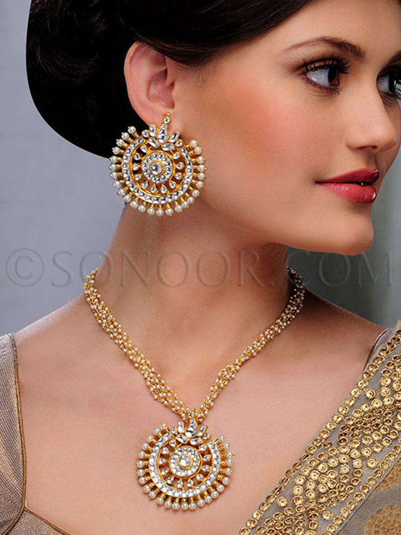 Mahita Pearl Kundan Handcrafted Pendant Set