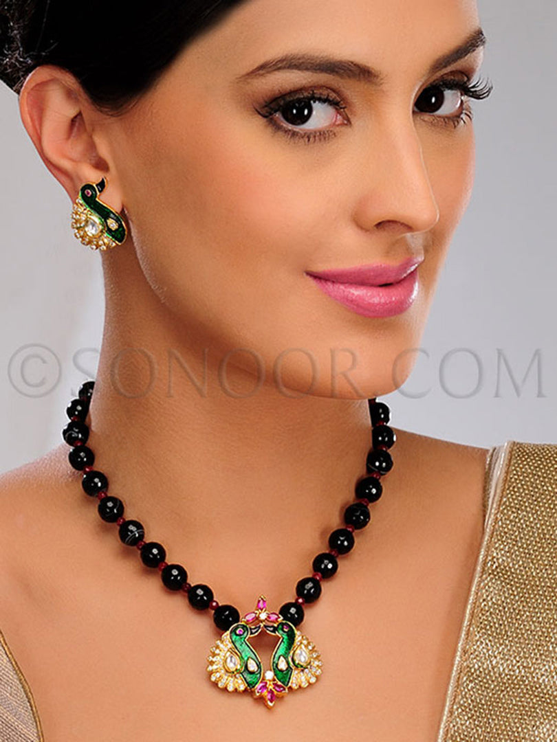 Inisha Meena Kari Cubic Zirconia Stone Pendant Set