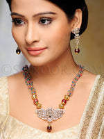 Load image into Gallery viewer, Priyal Victorian polki black stone pendant set
