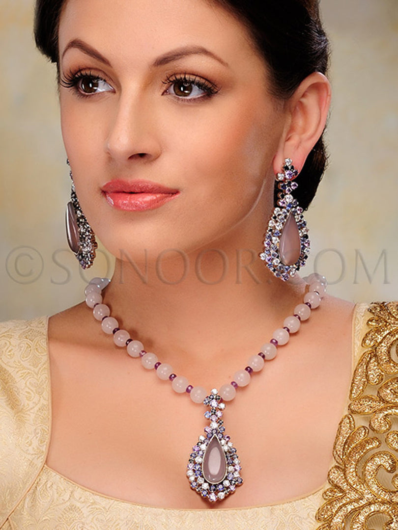 Dishna Victorian Colored Cubic Zirconia Pendant Set